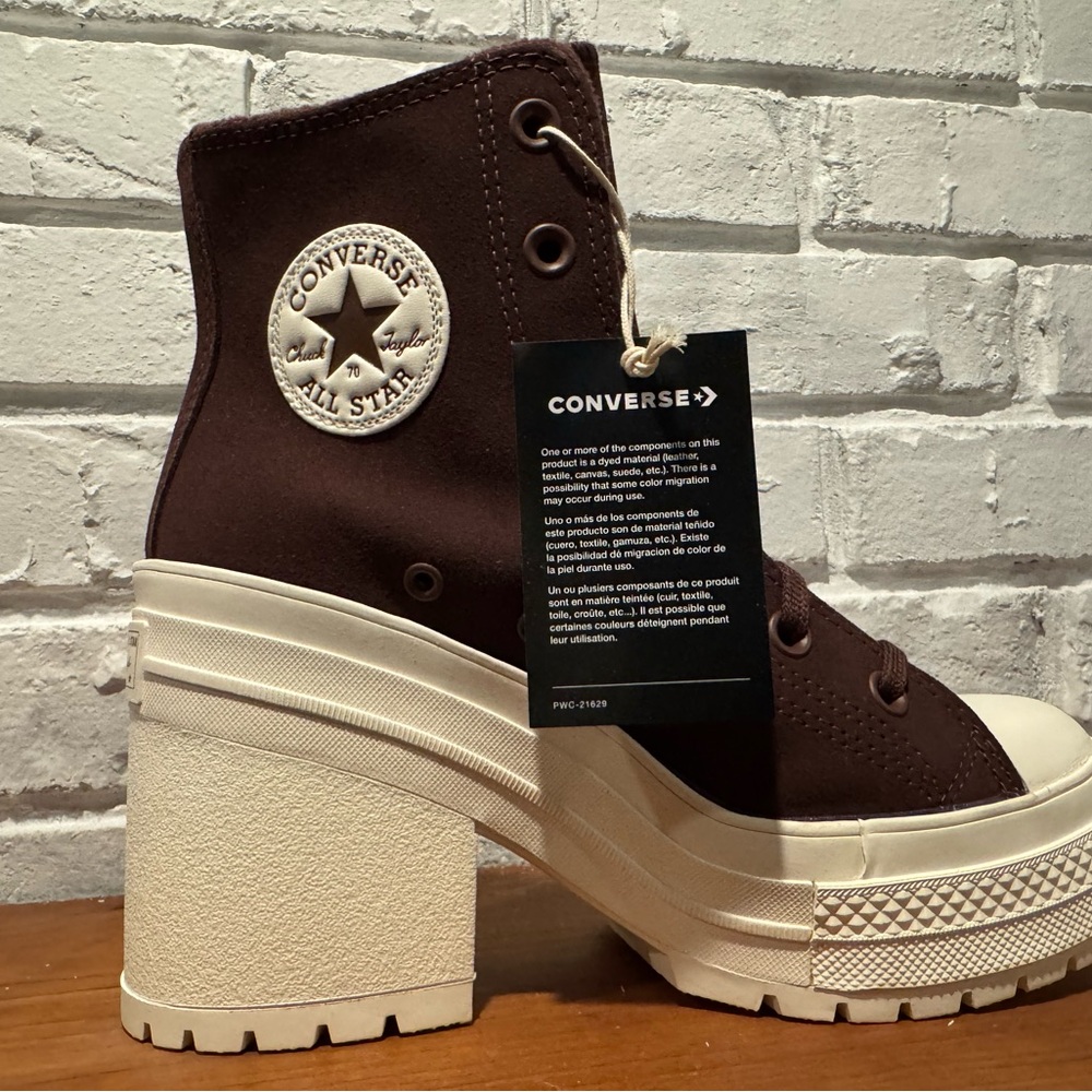Converse Women's Brown and Cream Heeled Sneakers